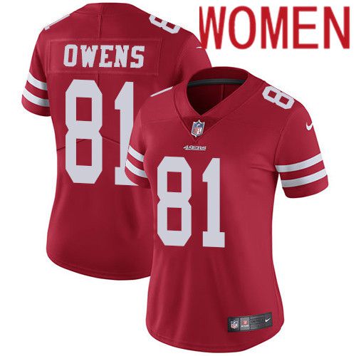 Women San Francisco 49ers #81 Terrell Owens Nike Red Vapor Limited NFL Jersey